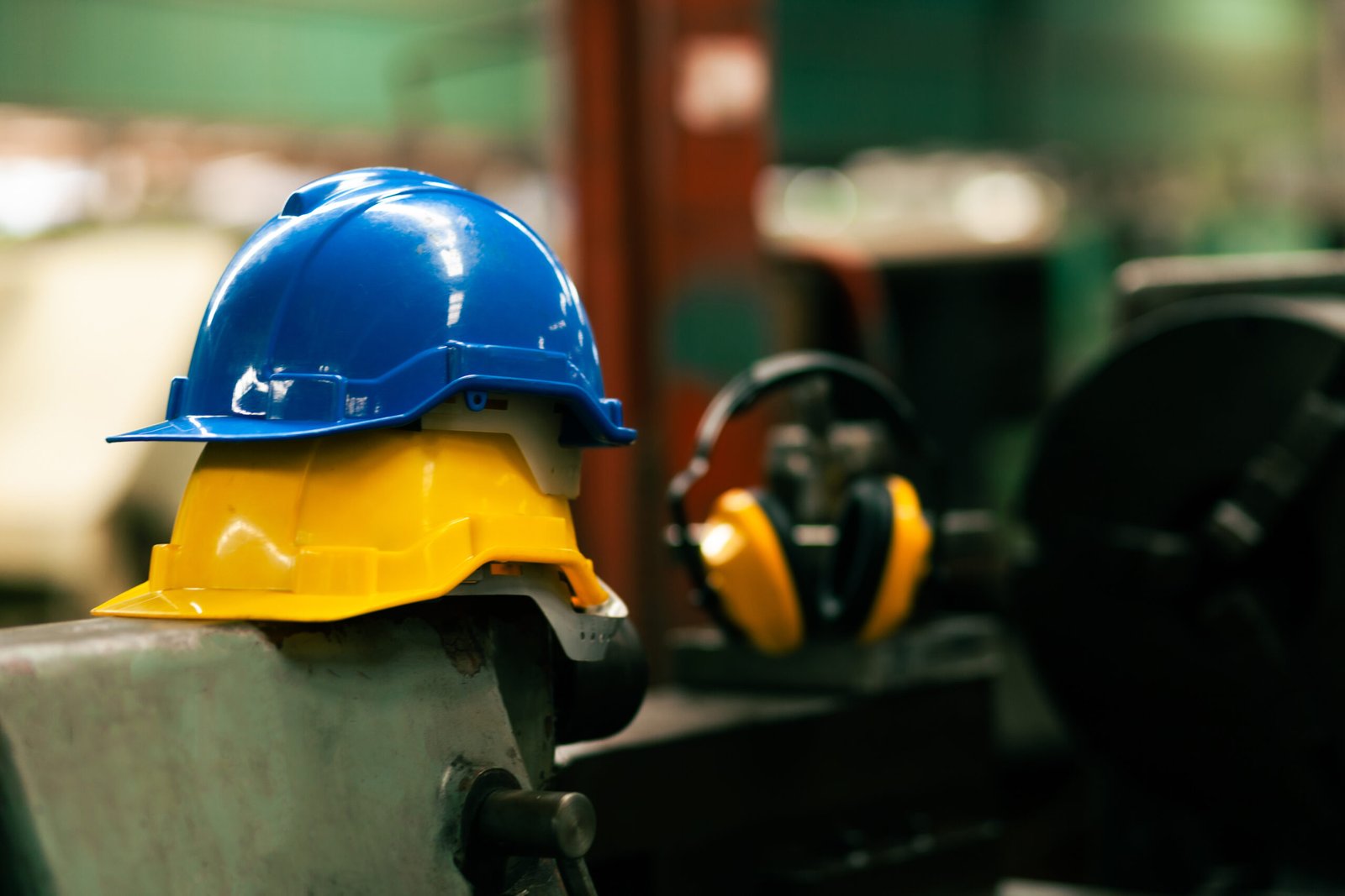 Close-up of hard hat construction helmet for engineer or worker